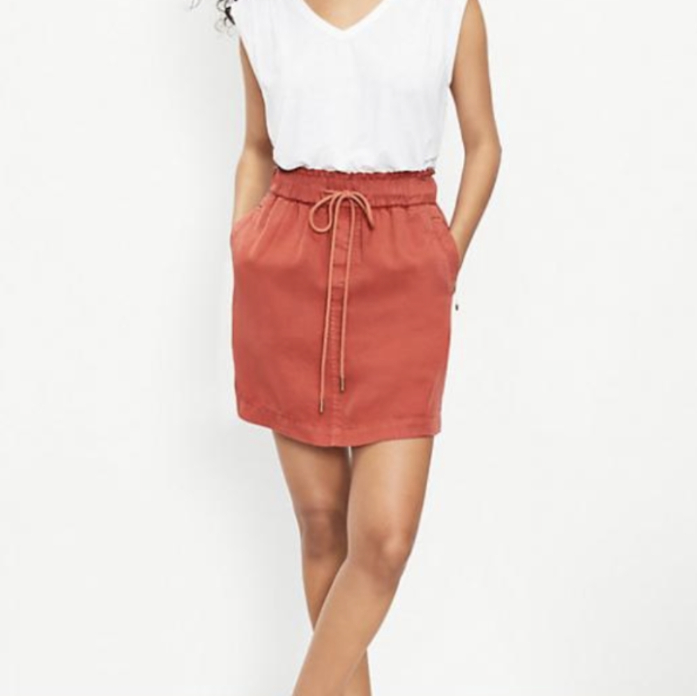 NWT LOFT Drawstring Pocket Skirt, Coral, Size S - Picture 7 of 8